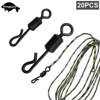 

20PCS Carp Fishing Quick Change Rolling Swivel Carp Rig Solid Ring Swivels Long Body Swivel Snap Connectors Fishing Accessories