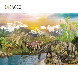 Image 3 - Laeacco dinossauro jurássico mundo festa de aniversário papel de parede retrato do bebê fotografia fundos foto backdrops para estúdio foto