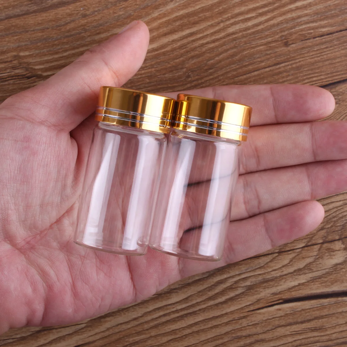 5pcs 25ml 30*60mm Glass bottles with Golden Caps Spice Jars Perfume Bottles Potion bottles Glass vessels for Art Craft 3
