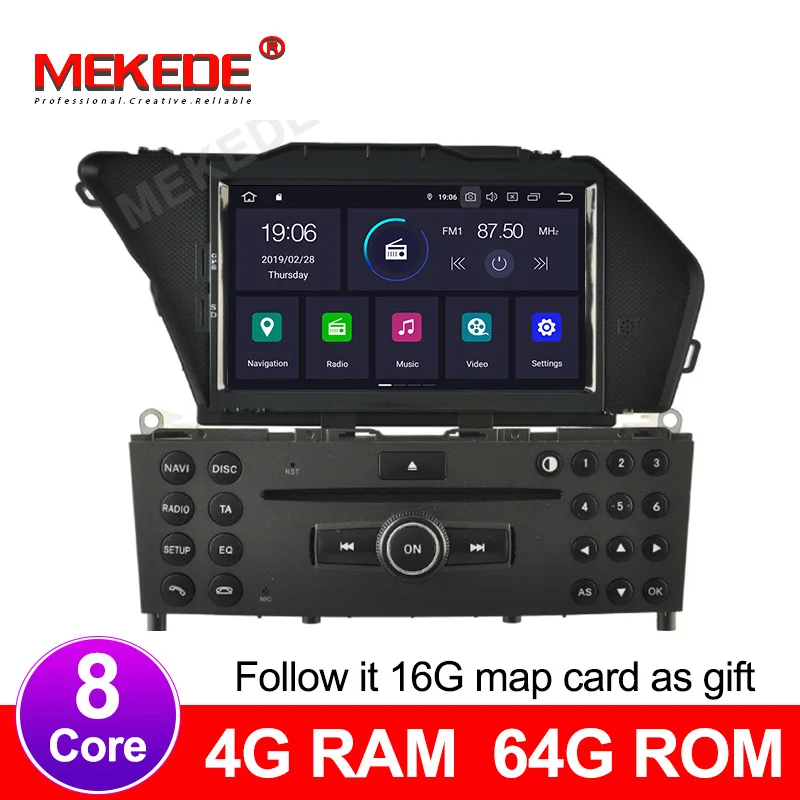 " Android 9,0 4+ 64G Автомобильный dvd-плеер для Mercedes Benz GLK 2008-2010 Wifi gps Bluetooth Радио стерео аудио медиа