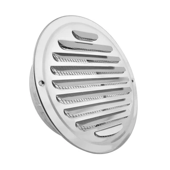 

NEW-Stainless Steel Air Vents, Louvered Grille Cover Vent Hood Flat Ducting Ventilation Air Vent Wall Air Outlet with Fly Sn
