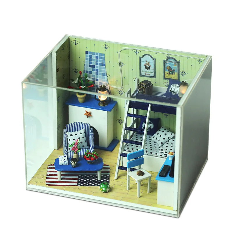 

Q009 Dark Blue Dream DIY Hut Architecture Model Educational Adult Handmade Gift Ali Distribution