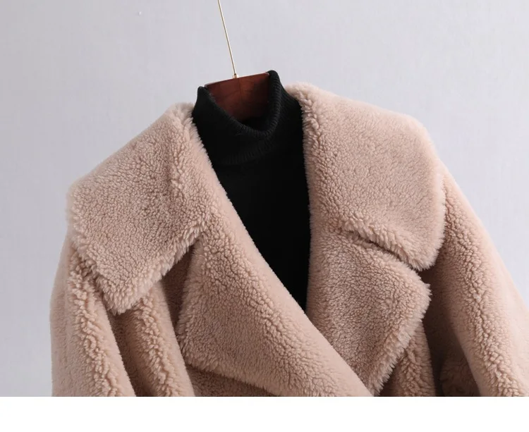 Зимнее пальто для женщин, Овечья шуба, даджейн, натуральный мех, натуральный мех, шерсть, мех, теплая стрижка, куртка, плюшевое пальто, шуба