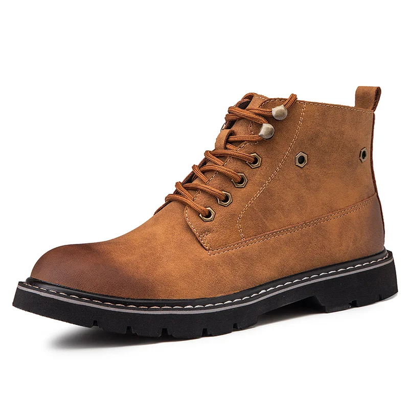 

High Top Boots men Genuine Leather Ankle boots for men Wear resistant Non-slip Rubber Snow boot Plush Warm Winter shoes *G7311