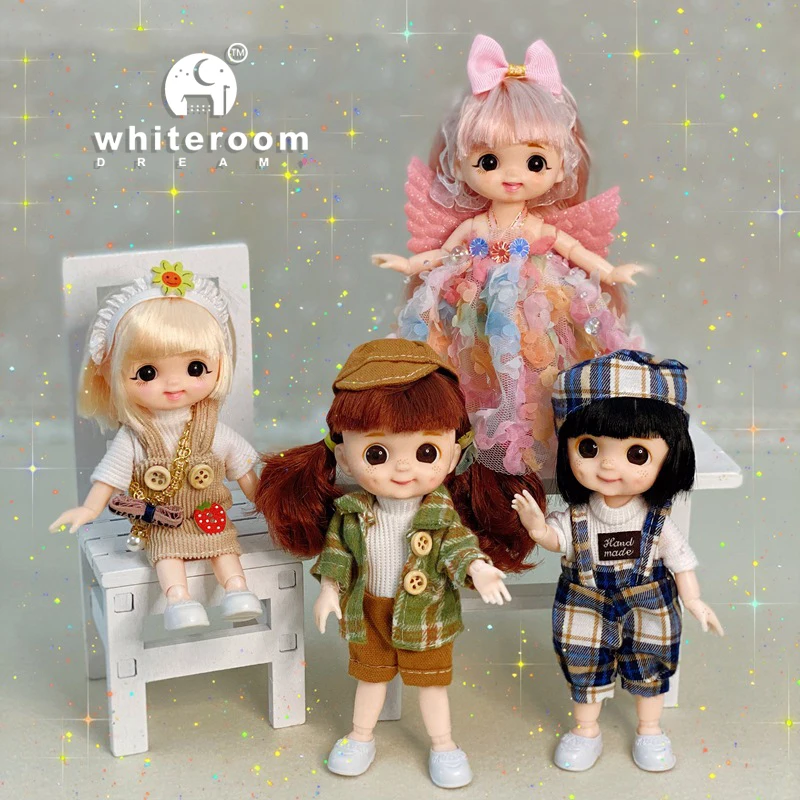 New BjD 16CM Doll For Gitls 13 Movable Joints Cute Face and Blue Eyes with Clothes Shoes Mini Dolls Girl Gift for Girls Diy Toys 3