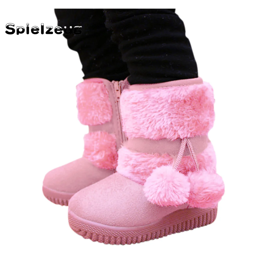 

Girls Boots Winter Toddler Kids Baby Shoes Children Girls Solid Cotton Plush Warm Snow Boots Outdoor Fur Ball Pendant Shoes#g4