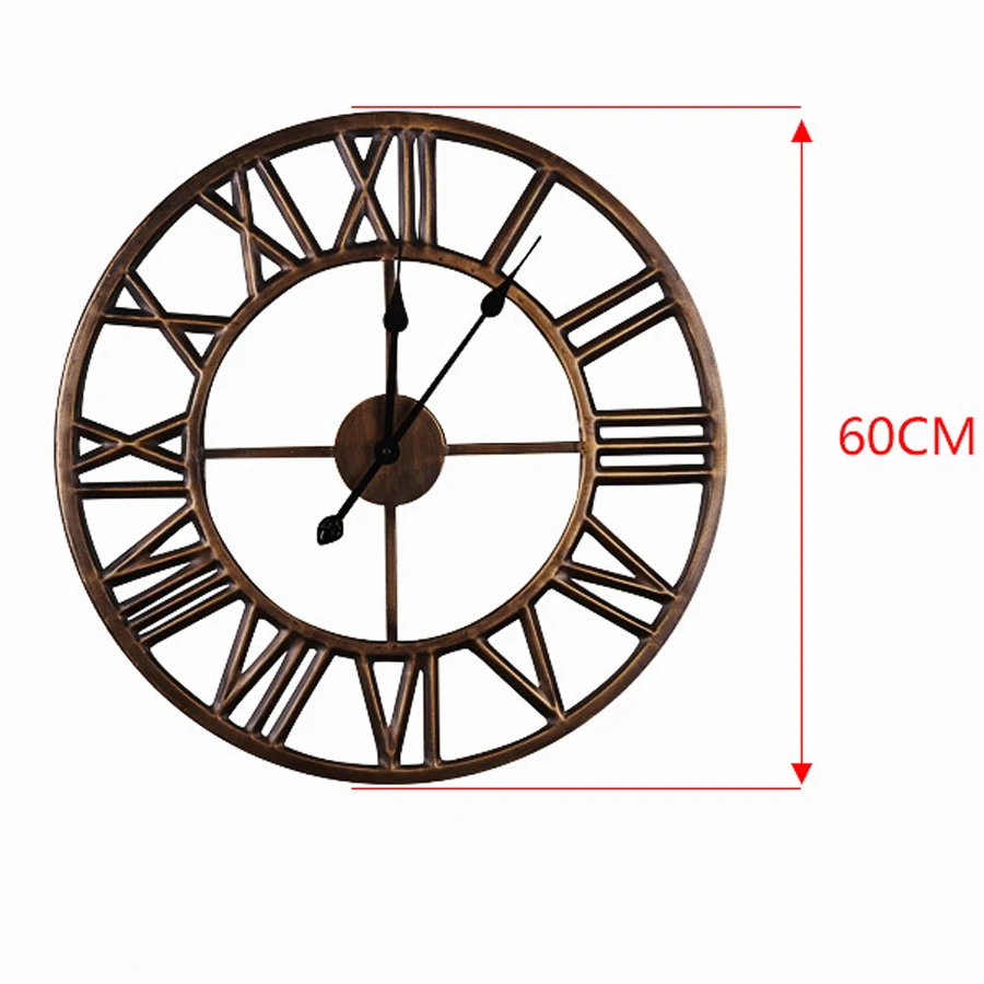 Большие металлические настенные часы современный дизайн Европейский ретро стиль римские цифры креативные железные часы большие настенные часы домашний декор 60x60 см