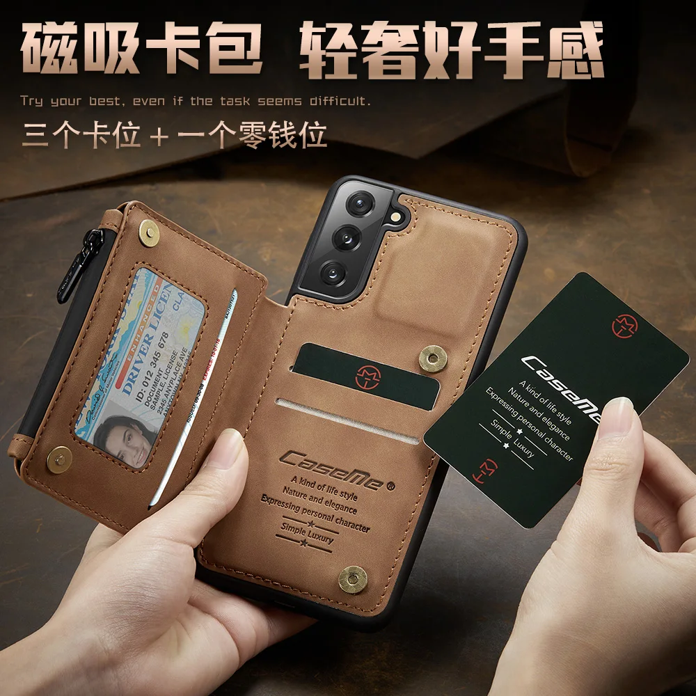 

Leather Back Soft Silicone Covers All Edges Protect For Samsung Galaxy S20 S21 Ultra S21+ Plus 5G Card Holder Money Coin Pocket