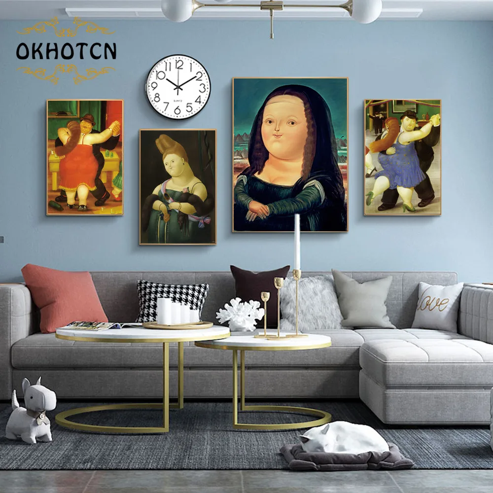 Nordic Funny Fat Man Art Canvas Paintings Famous Oil Printing Wall Posters And Prints Abstract Pictures Home Decoration | Дом и сад