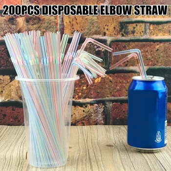 

Newly Flexible Plastic Straws Striped Multi Colored BPA-Free Disposable Straw Assorted