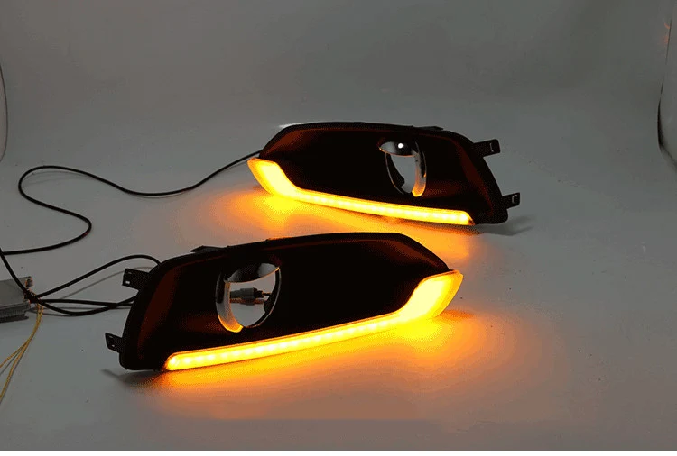 EOsuns led drl дневные ходовые огни+ передние противотуманные фары для Suzuki S-CROSS с динамическим движущимся желтым поворотным сигналом
