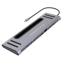 

Multi-function 12 In 1 Docking Station Type C Adapter PD3.0 Power RJ45 TF Card USB-C Data Transmission 4K Laptop Hub Accessories