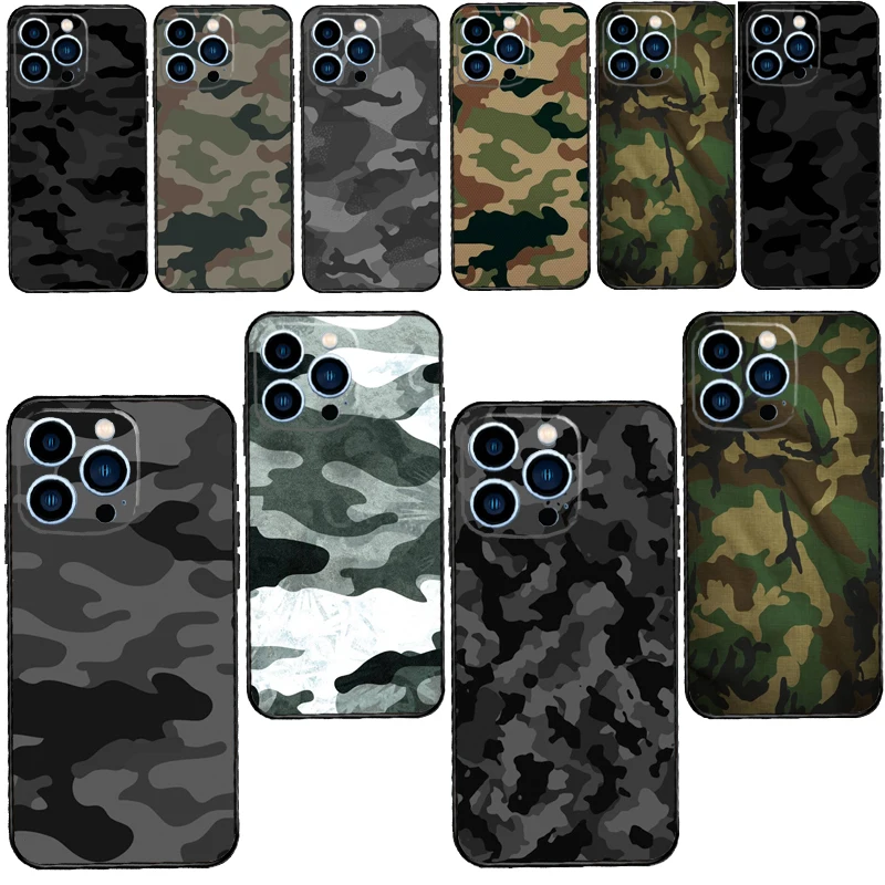 11 cases Black Camo Camouflage Case For iPhone XR X XS Max 5S 6S 7 8 Plus SE 2020 11 12 13 Pro Max Mini Phone Cover iphone xr waterproof case iPhone 11 / XR
