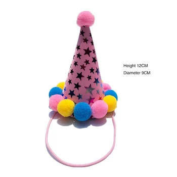 

Pet Dog Birthday Party Blue and Pink Saliva Towel Three Angle Wool Ball Cap Pet Party Dress up Supplies