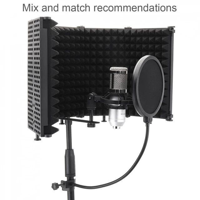 Bouclier D'isolation de Microphone à 3 Panneaux, Mousse