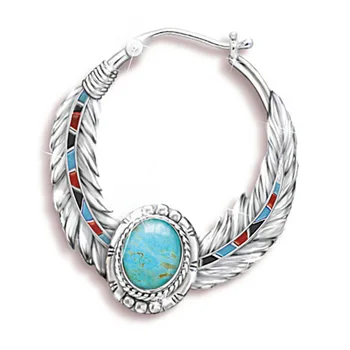 

2020 new Retro green feather folk style women earrings for women lady party gift jewelry wholesale moonso E5511