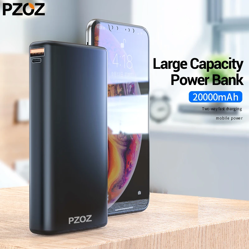 PZOZ 20000mAh Power Bank Type C PD Fast Charger USB C Quick Charge 3.0 USB For iPhone Samsung Xiaomi Powerbank External Battery PZOZ 20000mAh Power Bank Type C PD Fast Charger USB C Quick Charge 3.0 USB For iPhone Samsung Xiaomi Powerbank External Battery