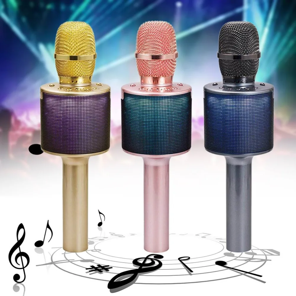 L666 Colorful Flash Light Karaoke Stage Smartphone Wireless Microphone Handheld Speaker Portable Microphone