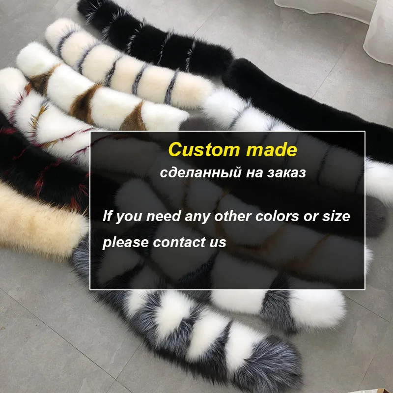 custom made MS.Minshu Fox Fur Collar Parka Coat Collar Genuine Fox Fur Big Collar Fluffy Fox Fur Hood Collar - Цвет: custom made