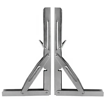

2Pieces Polished Stainless Folding Shelf Bench Table Shelf or Bracket 12"