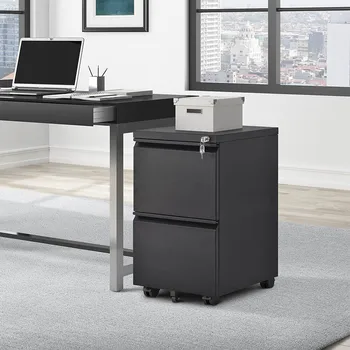

Mobile File Cabinet with Lock,Metal Filing Cabinet for Legal/Letter Size, Fully Assembled Except Wheels/2 Drawers (Black/white)