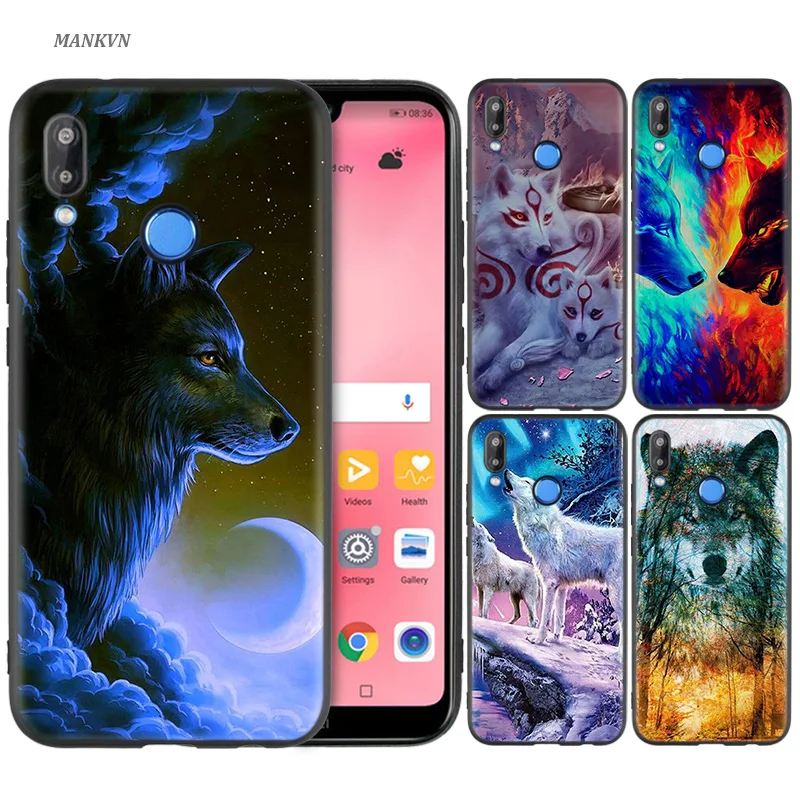 

Black Silicone Case Bag Cover for Huawei P30 P20 P10 P9 Mate 10 20 30 Note 5 5i Lite Pro P Smart Z 2019 Shell Wolf dragon animal