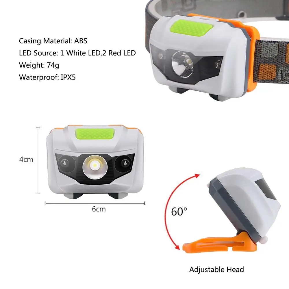 R3+ 2 светодиодный 4 режима светодиодный мини-налобный светильник портативный Головной фонарь наружный Головной фонарь для охоты и велоспорта красный светильник AAA батарея