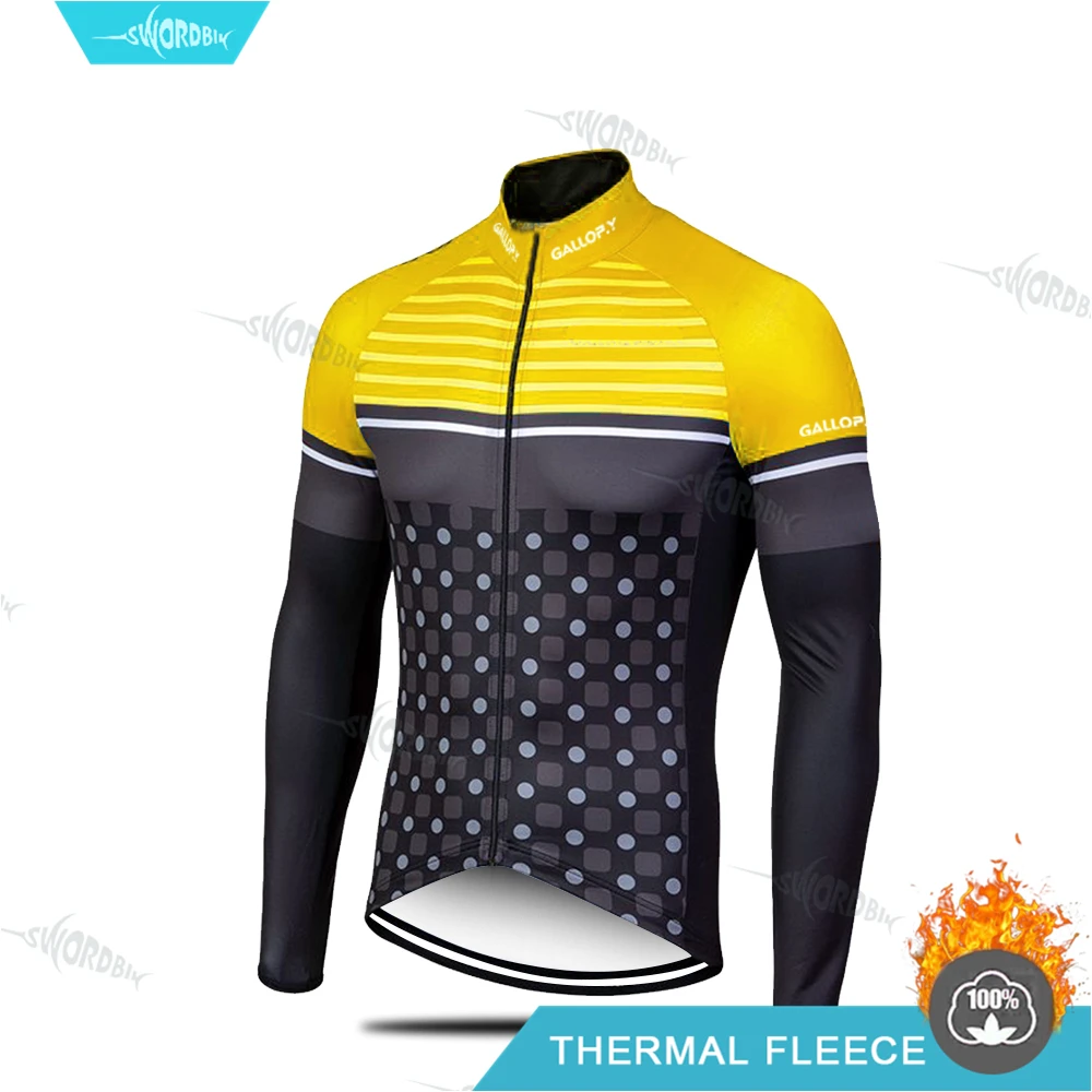 Cycling Jersey Зимняя велосипедная профессиональная одежда команда Джерси термальные флисовые рубашки Длинные рубашки утепленная одежда для дорожного велосипеда MTB unform - Цвет: Cycling Jersey