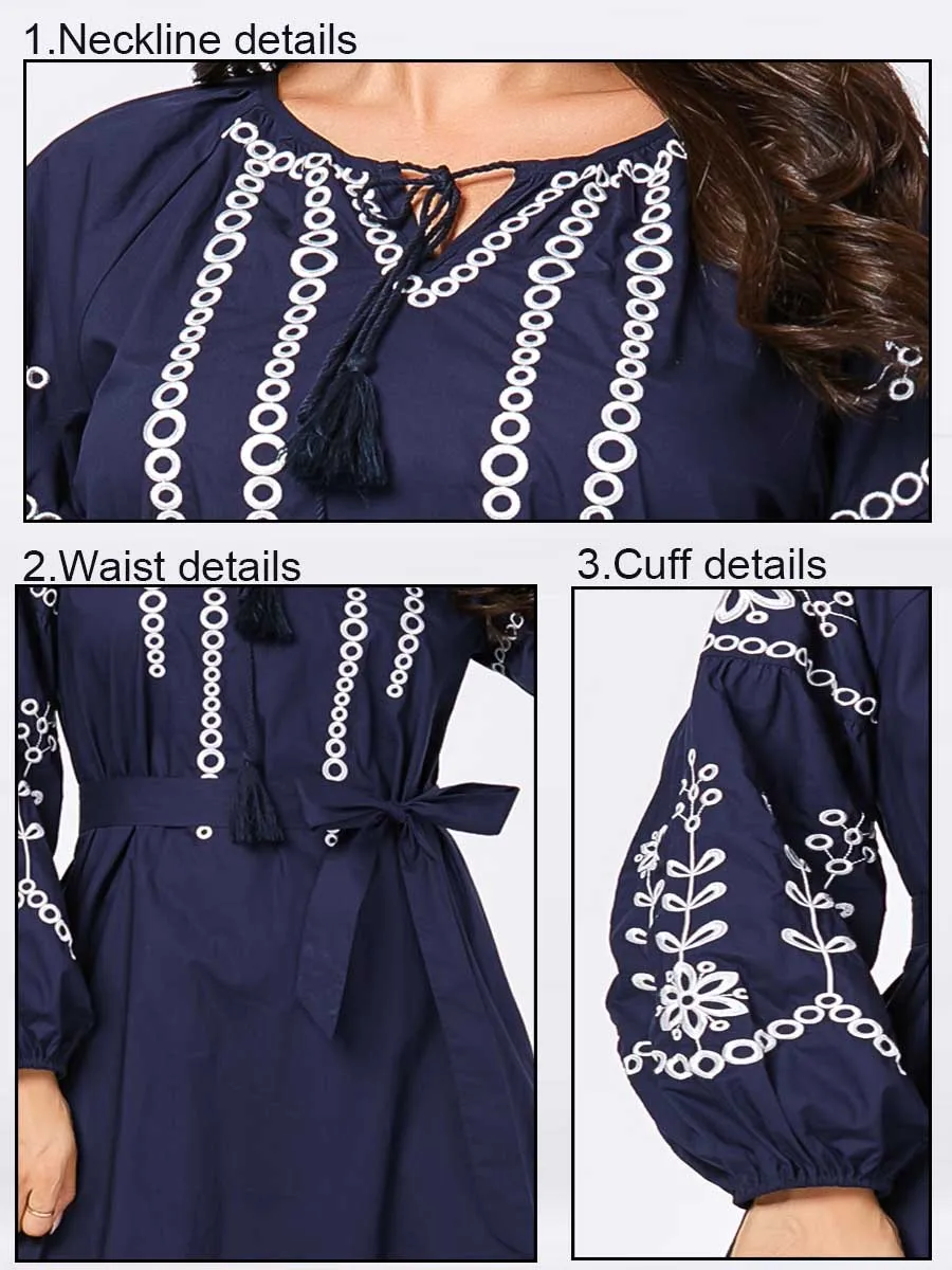 Женский Восточный халат Абая для мусульман скромное платье темно синего цвета