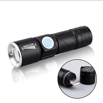 

USB LED Flashlight Handy Rechargeable LED Torch Light Hunting Mini USB LED Lanterna 3 Modes Zoomable Torch for Camping