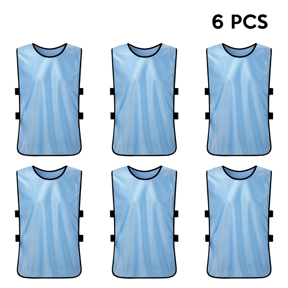 6 шт. взрослый футбол Pinnies быстросохнущие футбольные майки спортивные Scrimmage практика спортивный жилет командные тренировочные нагрудники - Цвет: Light blue