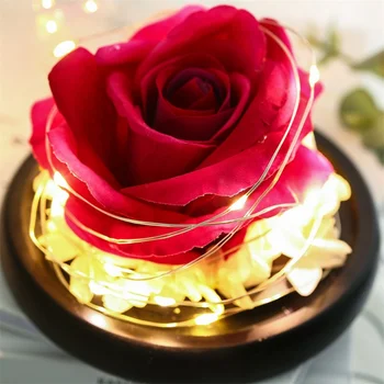 

Valentine's Day Gift Unique Rose Glass Dome With Lamp Eternal Flower Simulation Rose Home Decoration Decoration With Lamp