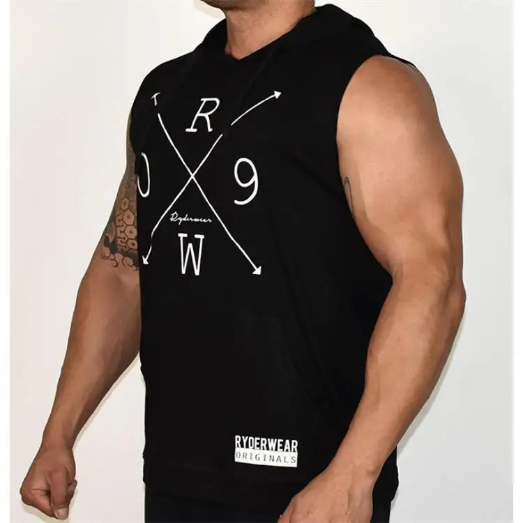Muscle Kid Brothers Cap Waistcoat Thin Coat Sports Fitness Vest Sleeveless Cardigan Vest Hoodie Fashion
