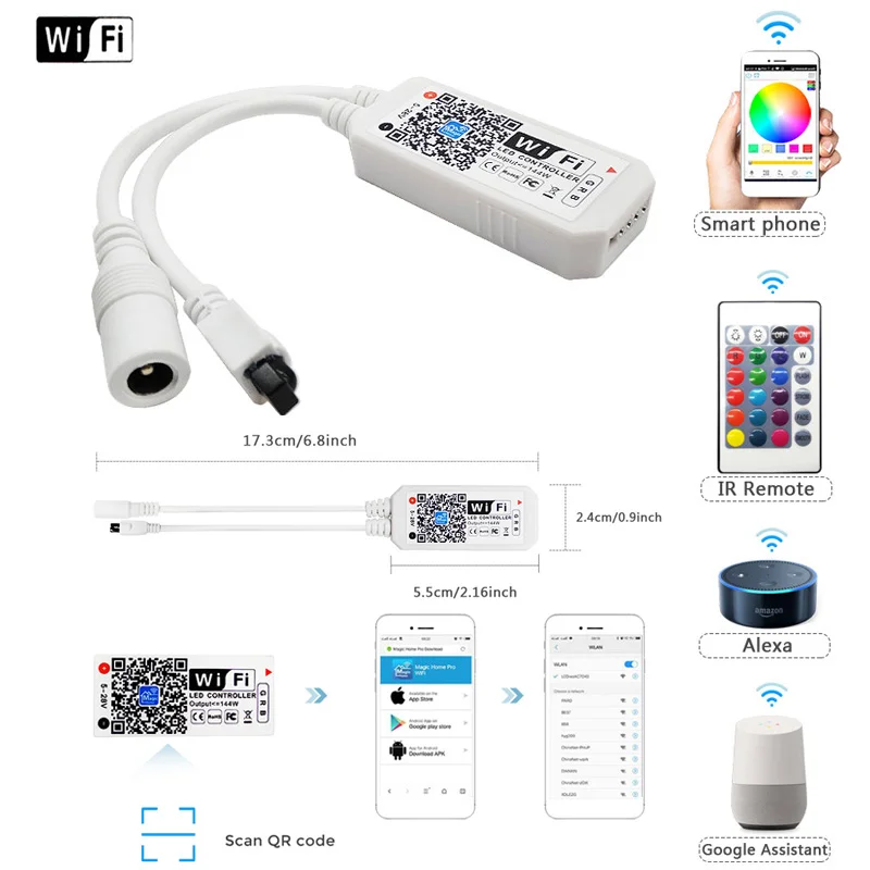 20 м RGB Wi Fi Светодиодные ленты светильник 5 10 15 М 5050 SMD 2835 гибкая лента luces