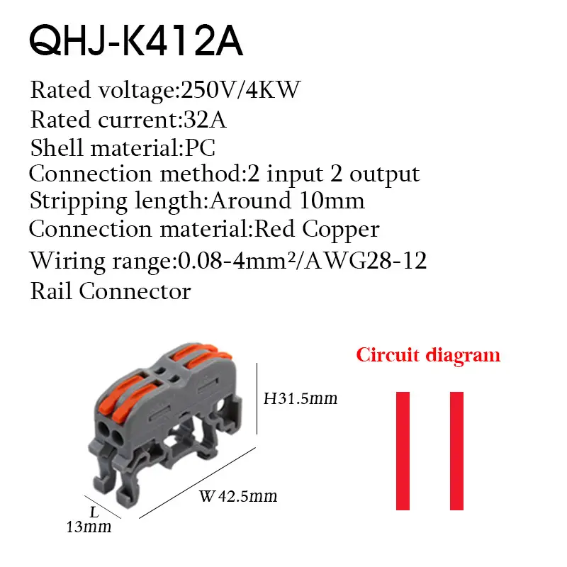 Wire Electrical Connectors Din Rail Type Fast Universal Compact Conductor Wiring Cable Connector LED Push-in Butt Terminal Block - Image 19