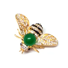 LETSFUN ювелирные изделия из титана стали инкрустированные зеленый янтарь пчелы благородная брошь подарки