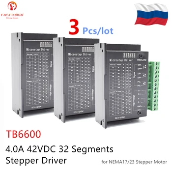 

Free shipping 3pcs TB6600 Upgraded Version 0.5-4.0A 9-42VDC 32 Segments NEMA17/23/34 Stepper Motor Driver