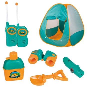 

Kids Camping Tent Set Toys Includes Fold Up Play Tent Telescope Walkie Talkies and Full Camping Gear Set Indoor and Outdoor Toy