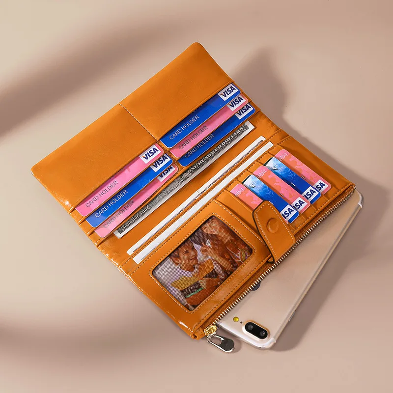 RFID Длинные женские кошельки модный замок из натуральной кожи кошелек Дамский бумажник-ридикюль деньги кожанная женская сумка держатель карты Портмоне
