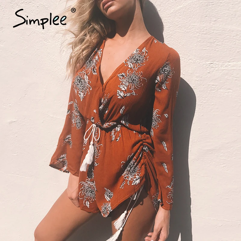 Женский комбинезон Simplee с цветочным принтом женский ромпер комбинезоны