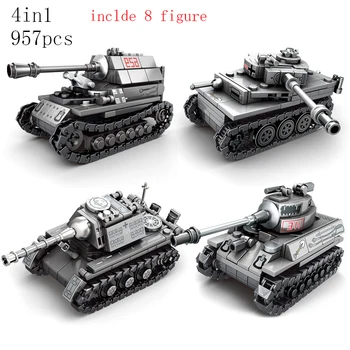 

Military WW2 tank Warship Constructor Pattern battleship hovercraft Missile model Sets Building Blocks DIY Children Toys gift