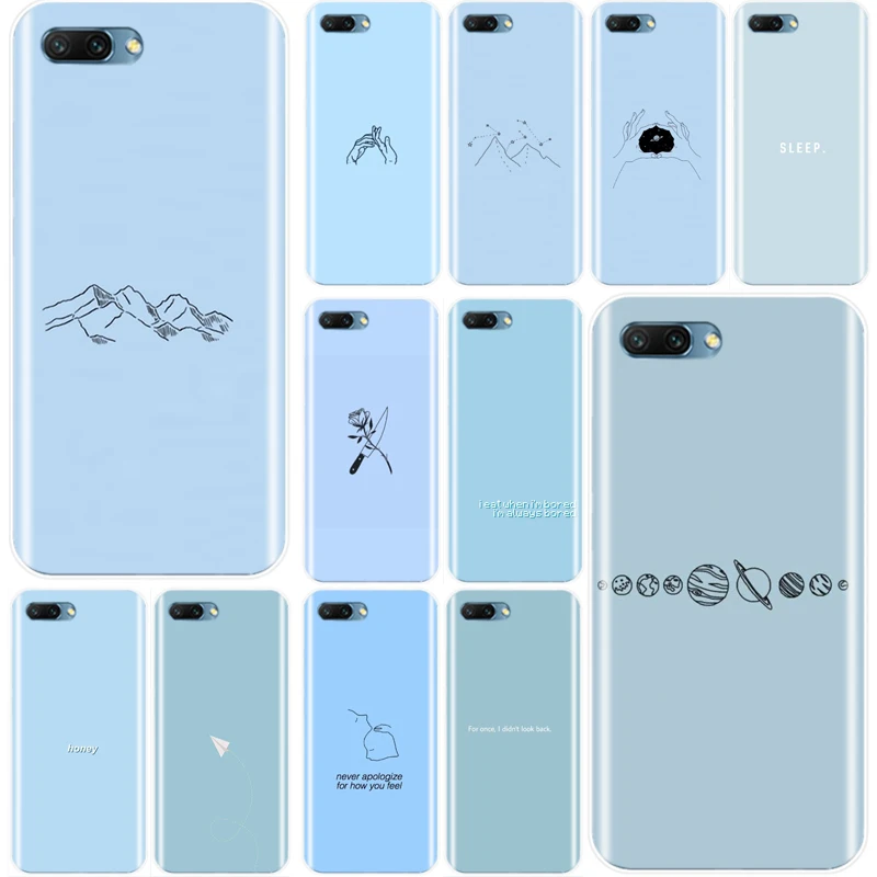 

Blue minimalist Cover Soft Silicone TPU Phone Case For Huawei MATE 7 8 9 10 20 pro Honor 8 8C 9 10 lite NOTE10