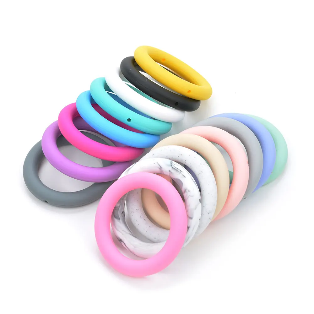 Teething toys 10pcs Silicone Beads Teething Ring Baby Charm Teether Necklace Pacifier Making BPA Free Food Grade Silicone Jewelry
