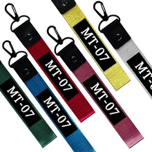 Мотоциклетный брелок для Yamaha mt-07 mt07 mt 07 с вышивкой, настоящие мужские, как кривые, брелки для ключей, OEM Ювелирная наклейка, автомобильный брелок