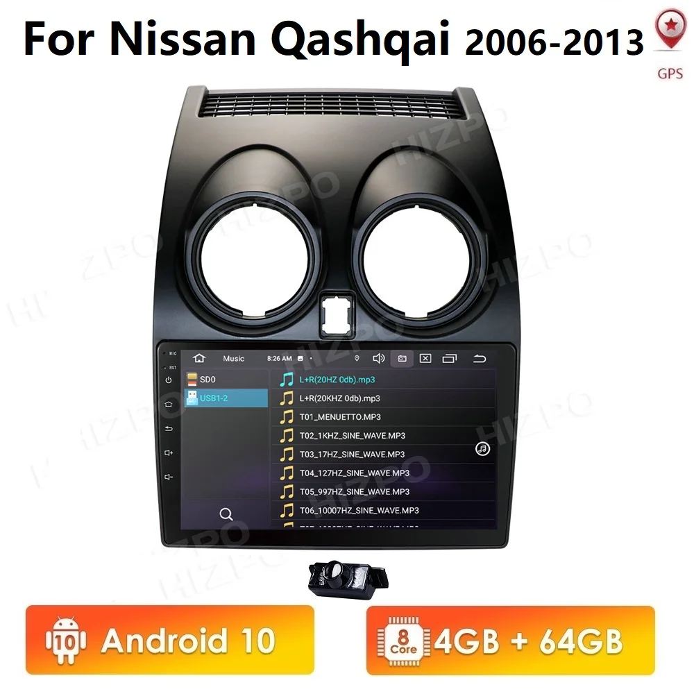 Android 10 4GB+64GB DSP CarPlay Car Radio Multimidia Video Player GPS For Nissan Qashqai 1 J10 2006-2013 2 din no-dvd USB Stereo