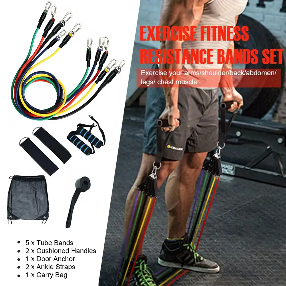 

11pcs/set Resistance Bands Set Yoga Exercise Pull Rope Fitness Exercises Home Gyms Workout Latex Tubes Band Stretch Training