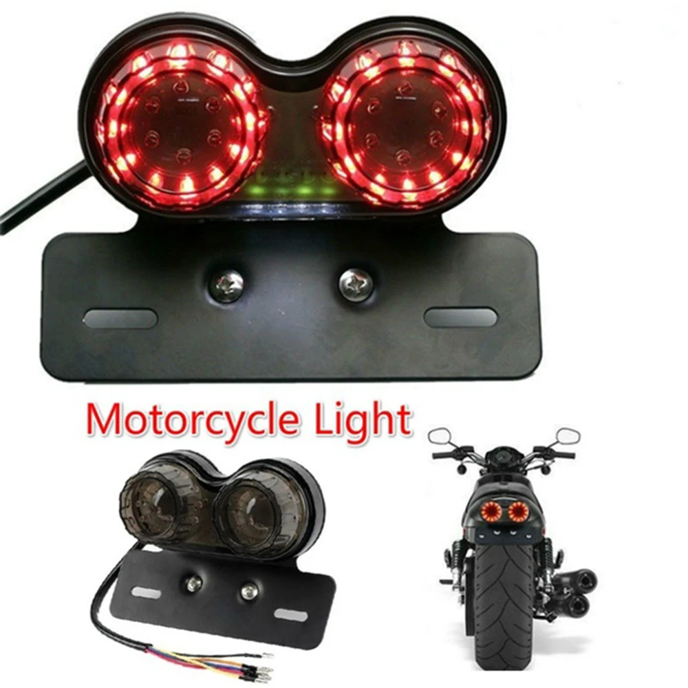 

1Pcs Universal Accessories Motorcycle LED Twin Dual Tail Turn Signal Brake License Plate Integrated Light For Harley Davidsion