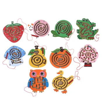 

Children Animal Magnetic Maze Toy Kids Wooden Puzzle Game Early Educational Brain Teaser Wooden Toy Intellectual Jigsaw Board