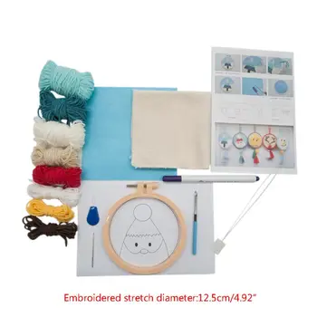 

Christmas DIY Embroidery Materials Package Kit Needlework Hoop Yarn Punch Needle