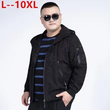 10XL 8XL 6XL 5XL мужская повседневная камуфляжная куртка с капюшоном, мужская верхняя одежда на молнии, приталенная весенне-осенняя одежда высокого качества